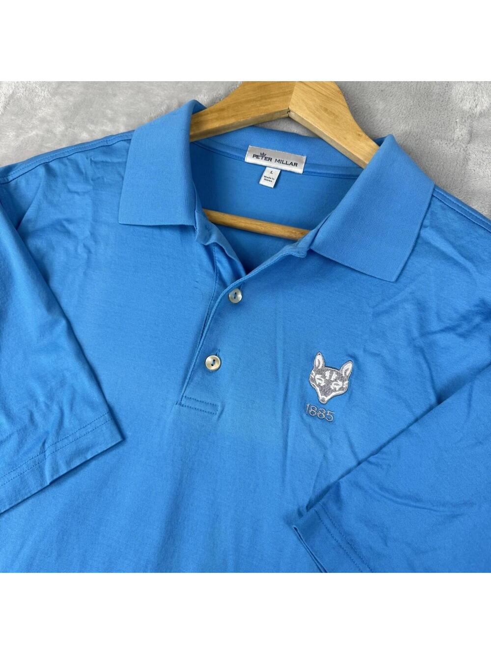 Peter Millar Summer Comfort Polo Shirt Blue Performance Golf Casual Men L Preppy